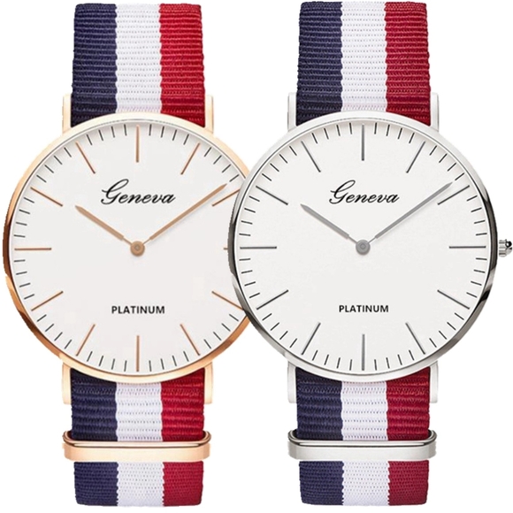 Men's Fashion nylon stripe band quartz Wrist watch - Picture 5 of 7